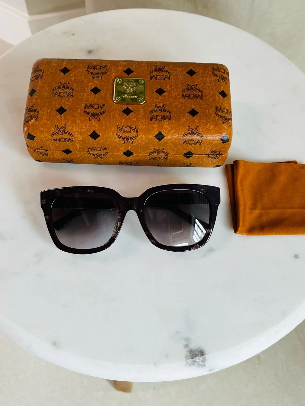 MCM Women's Burgundy Tortoiseshell Square Sunglasses